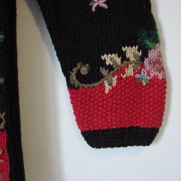 Talbots Hand Knit Chunky Cardigan Sweater Floral Tapestry Cottagecore NEW Large - Picture 9 of 16